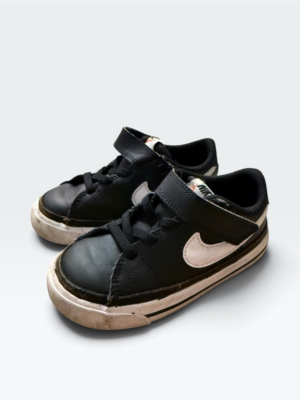 Nike Court Legacy Toddler Low-Top Sneakers Black/White Hook & Loop Size 8C